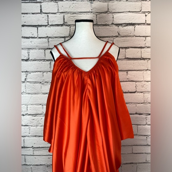 The Drop Orange Side Cowl Dress Boho Caftan Kaftan Style Dress Size Medium NEW - Picture 3 of 16